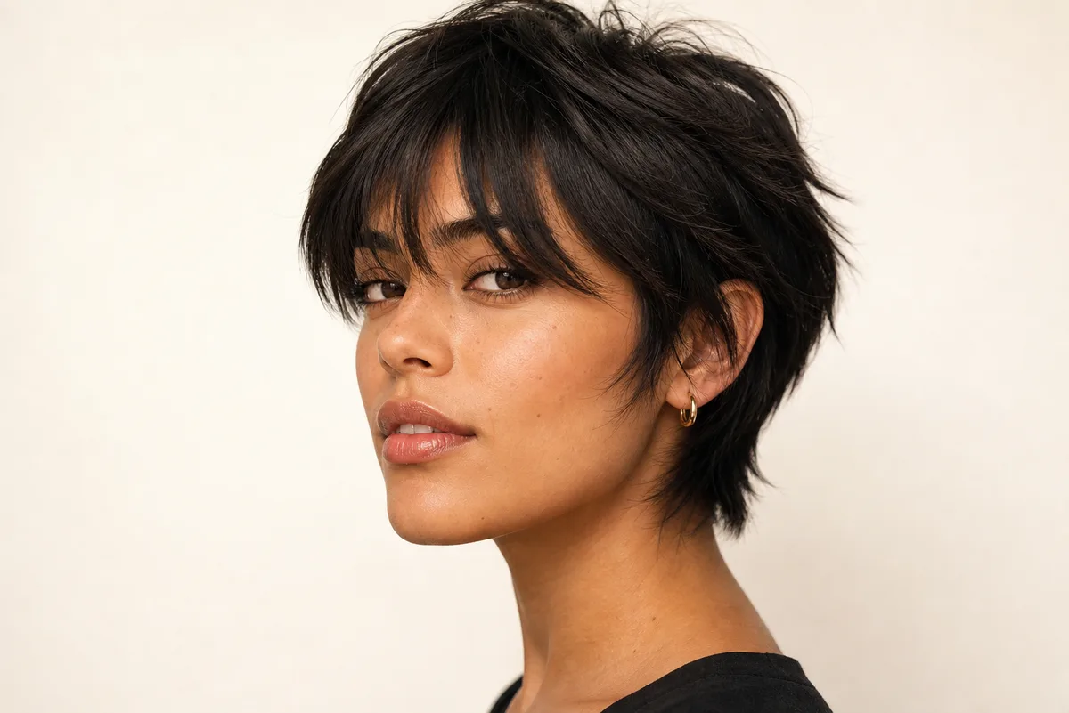 35 Edgy Short Haircuts for Women Ready for a Bold Change 5 Choppy pixie cut with long fringe — short textured hairstyle with sweeping bangs