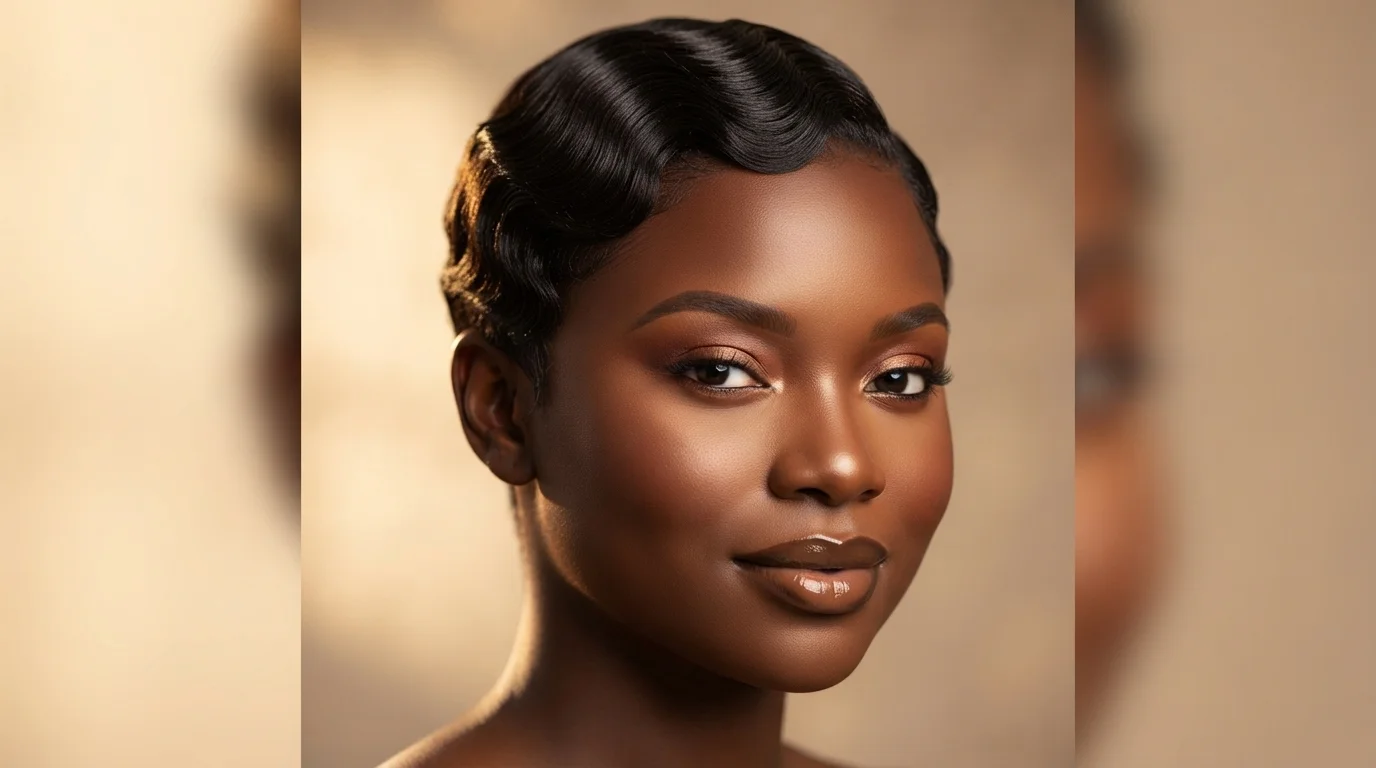 20 Finger Wave Hairstyles for Black Women With Short Hair 6 Classic two-wave crown finger wave hairstyle on short natural 4C hair