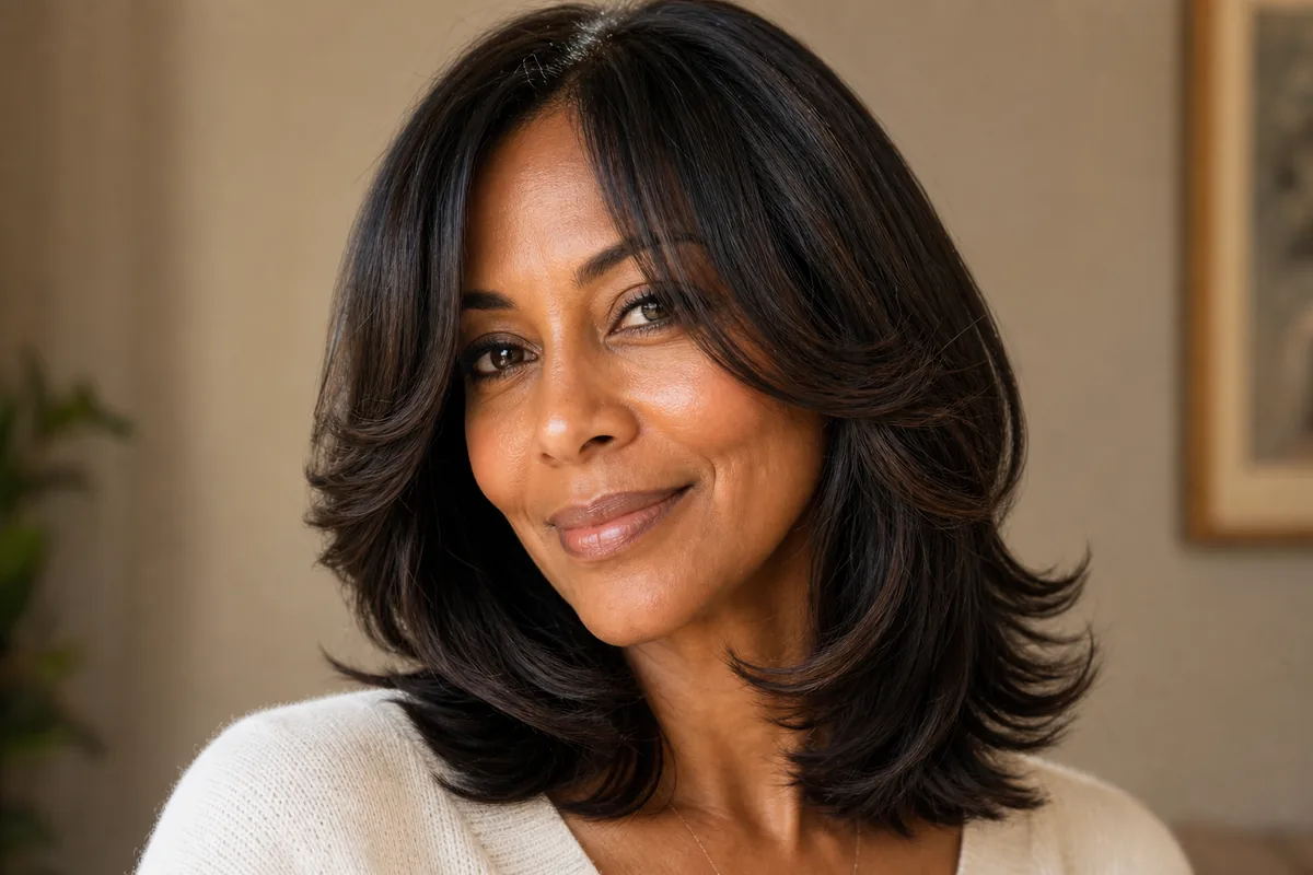 Collarbone-length cut with face-framing layers medium-length haircut for women over 40