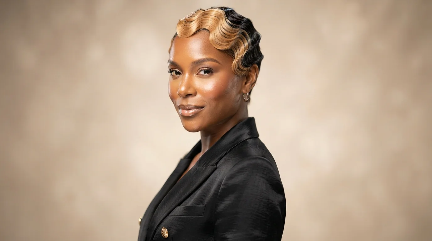 20 Finger Wave Hairstyles for Black Women With Short Hair 24 Color-blocked finger waves with bleached front panel — bold color contrast highlighting wave pattern