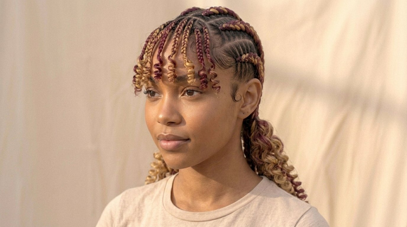 22 Cornrow Hairstyles That Are Protective and Stylish 19 Cornrow bangs with braided fringe detail softening the hairline.