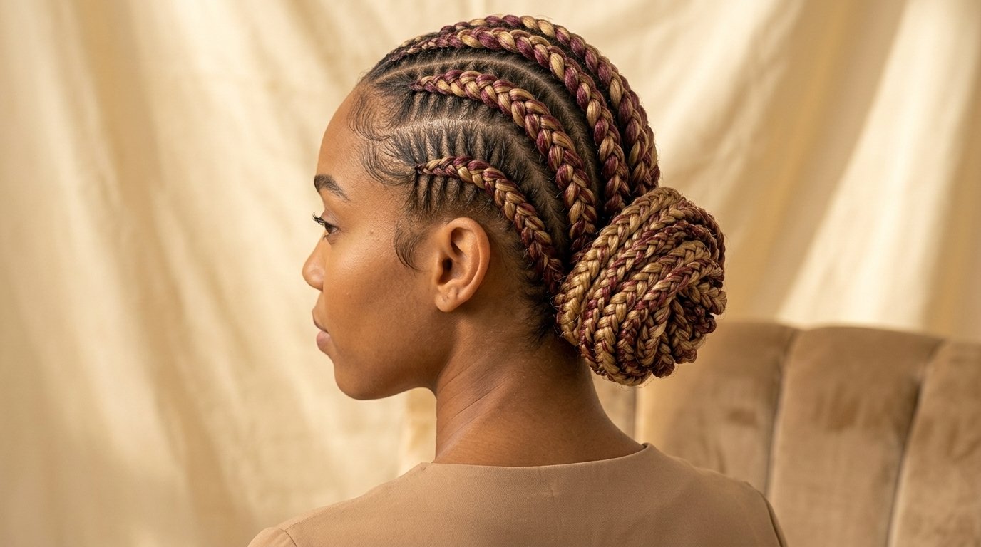 22 Cornrow Hairstyles That Are Protective and Stylish 20 Cornrow updo styled into an elegant bun at the crown.