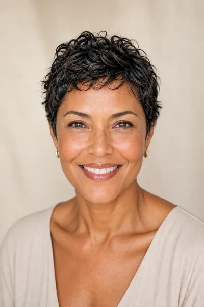 17 Short Haircuts for Women Over 50 With Wavy Hair That Look Effortless 19 cropped wavy pixie finger-styled for fast morning routine, women over 50