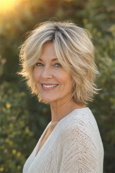 cropped shag with curtain fringe for fine hair — shattered layers throughout keep every section equally full