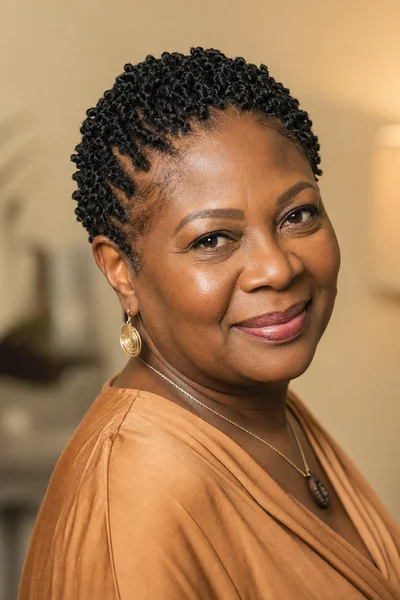 35 Short Haircuts for Black Women Over 50 That Look Stunning in 2026 37 Cropped twist style for Black women over 50 — two-strand twists, protective low-manipulation, round face flattering