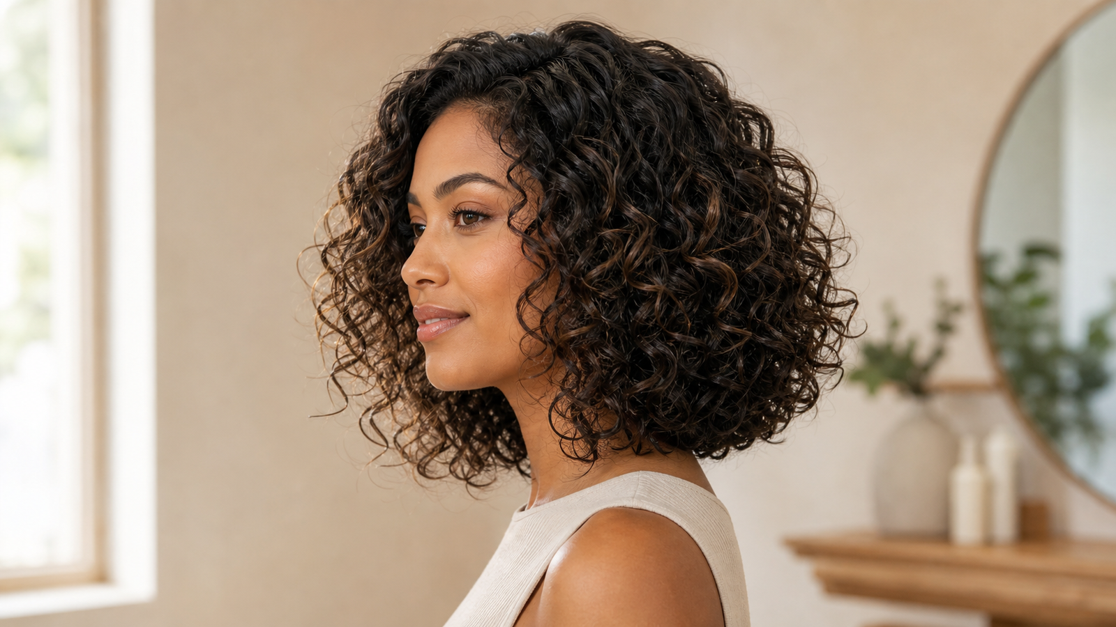 curly lob with soft internal layers on 2C to 3B curly hair