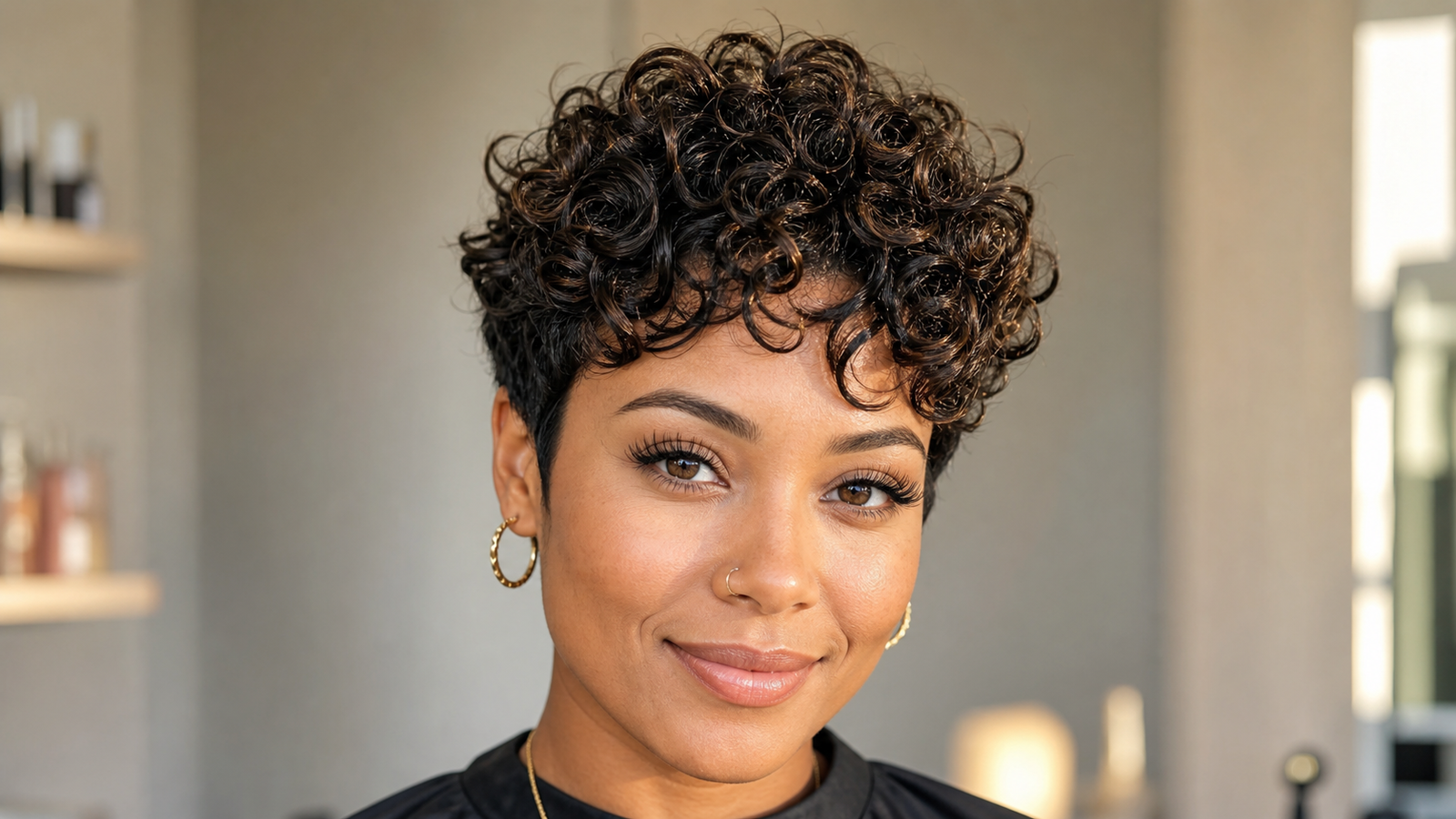 soft layered pixie cut on 3A to 3C curly hair