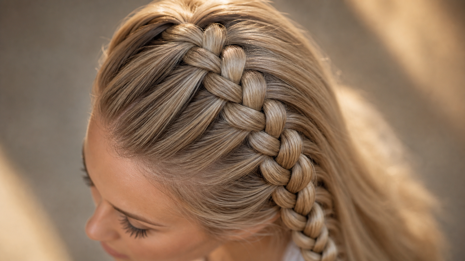 Dutch braid starting at crown on long thick hair — protective style for beginners