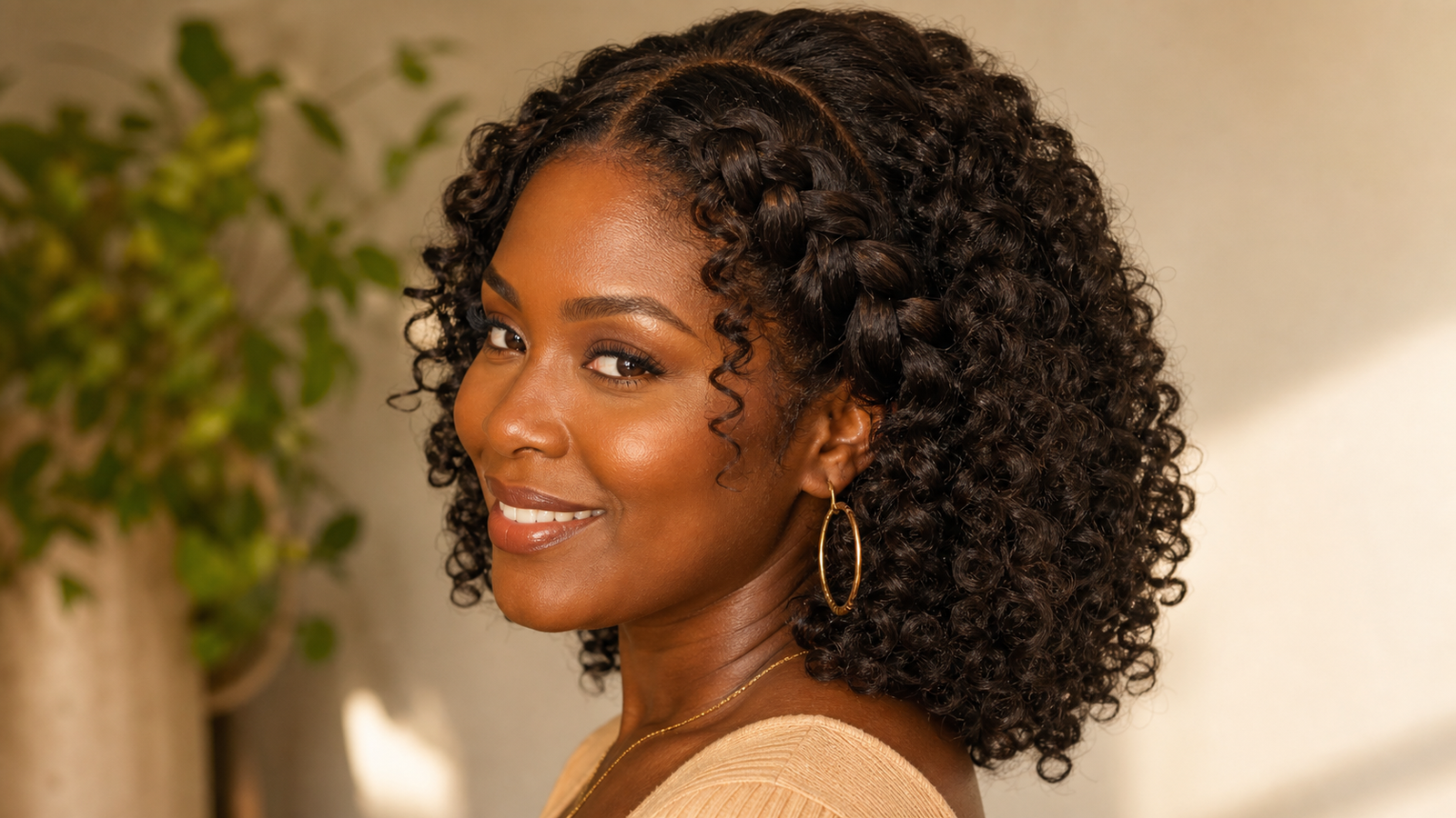 Dutch braid for curly textured hair — protective style embracing natural curl pattern