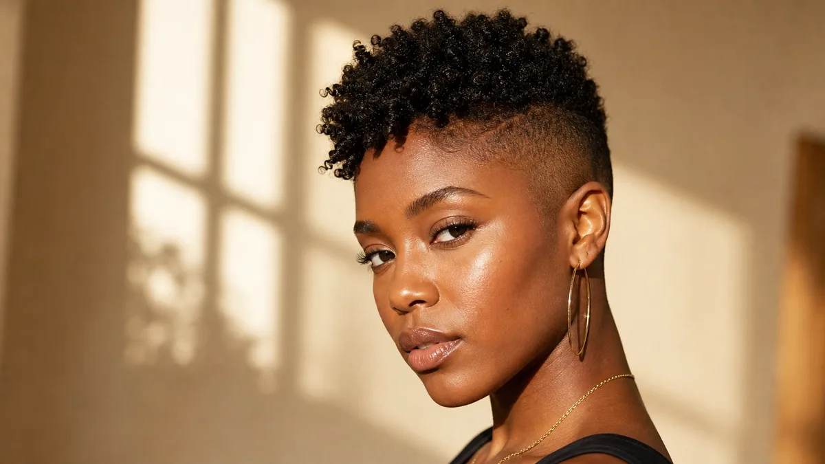 35 Edgy Short Haircuts for Women Ready for a Bold Change 2 Edgy short pixie haircut with textured crown and shaved side on Black woman — bold short hairstyle inspiration