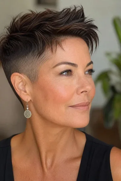 Edgy undercut pixie haircut — bold statement cut with close-shaved contrast