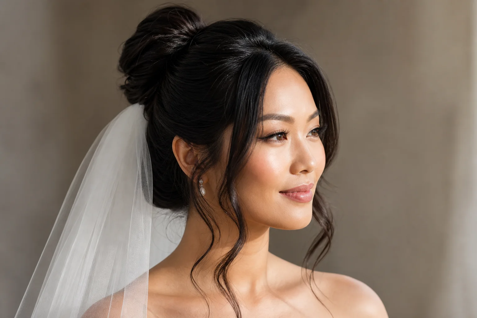 18 Wedding Hairstyles With a Veil You'll Fall in Love With 7 Half-up half-down bun with face-framing pieces wedding veil hairstyle