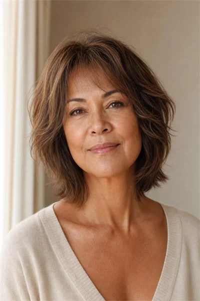 25 Flattering Short Layered Haircuts for Women Over 50 19 feathered shag for fine flat hair on mature woman over 50