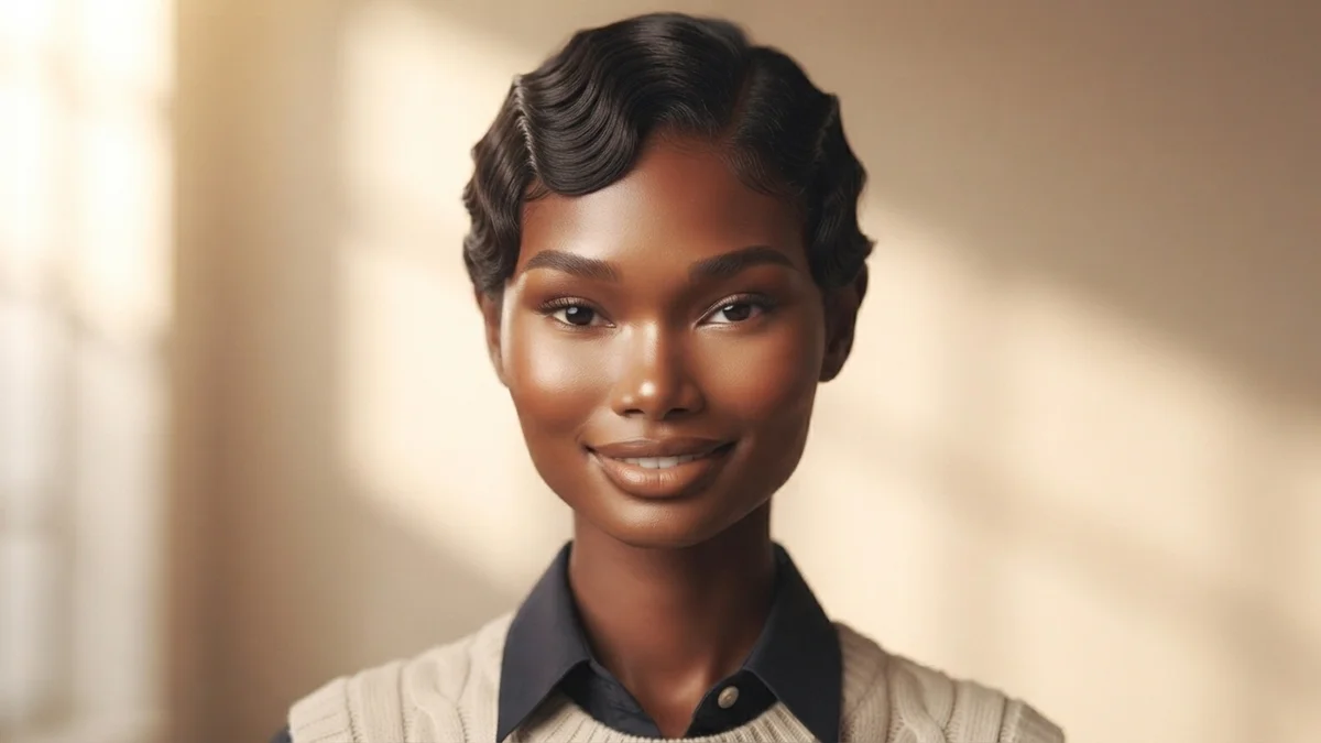 20 Finger Wave Hairstyles for Black Women With Short Hair 2 Close-up of sculpted finger waves on short natural 4C hair — crisp S-pattern defined with gel