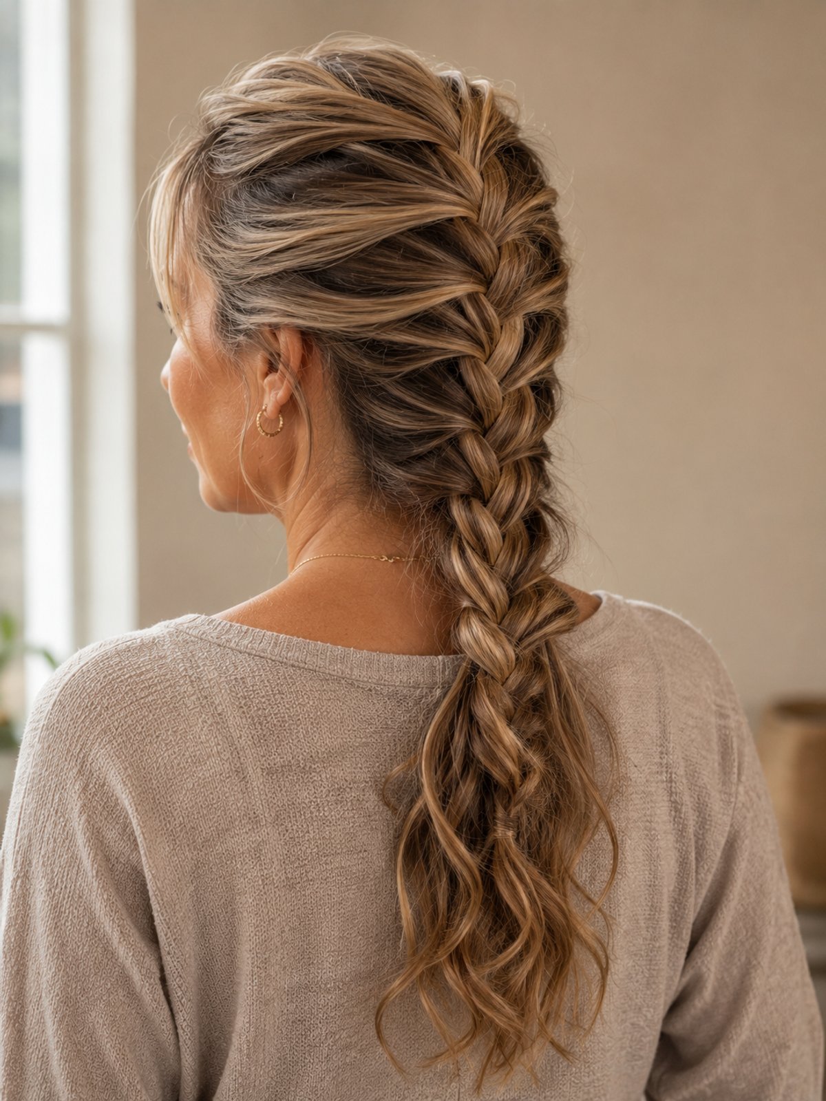 Classic French braid for long wavy hair — timeless everyday braided hairstyle