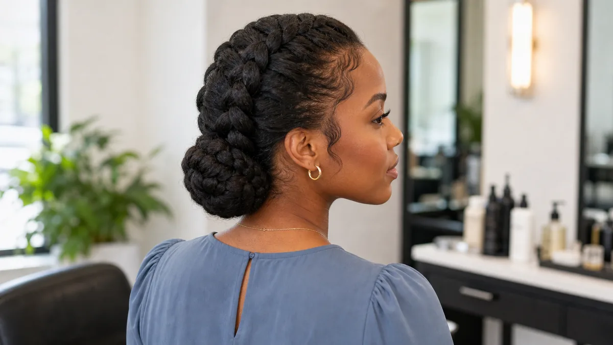 15 Protective Hairstyles for Natural Hair That Promote Growth 16 French braid updo pinned into a low bun at the nape