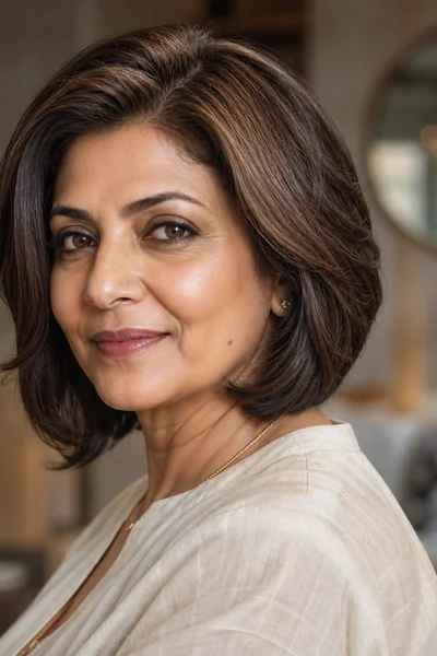 Graduated A-line bob for women over 50 — shorter back layers with longer front pieces for soft volume