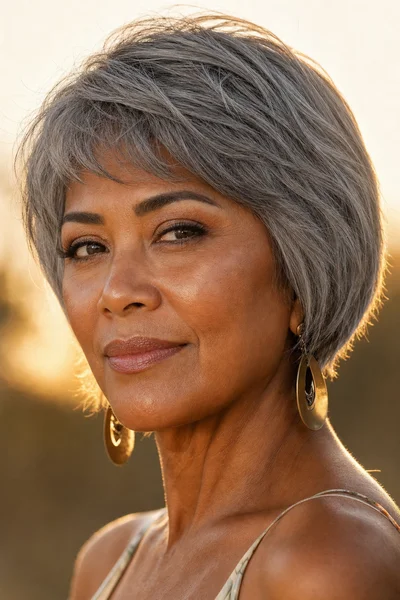 12 Short Gray Pixie Cuts for Women Over 50 8 Gray bixie haircut for women over 50 combining pixie and bob lengths