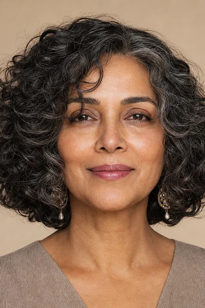 25 Short Curly Haircuts for Women Over 50 That Look Effortlessly Chic 6 layered curly bob hairstyle for round faces over 50 — elongating internal layers