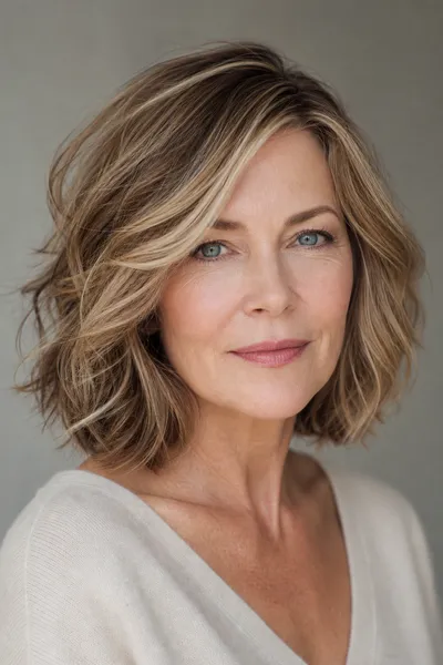 17 Short Haircuts for Women Over 50 With Wavy Hair That Look Effortless 5 soft layered lob with cheekbone layers for fine wavy hair, over 50