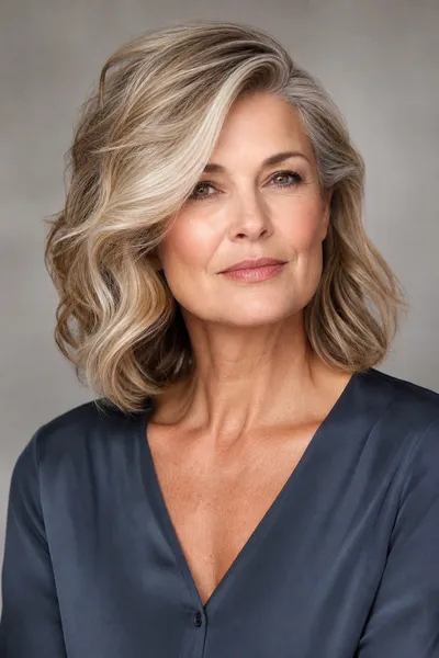 17 Short Haircuts for Women Over 50 With Wavy Hair That Look Effortless 16 side-swept wavy lob with deep side part for square face, women over 50