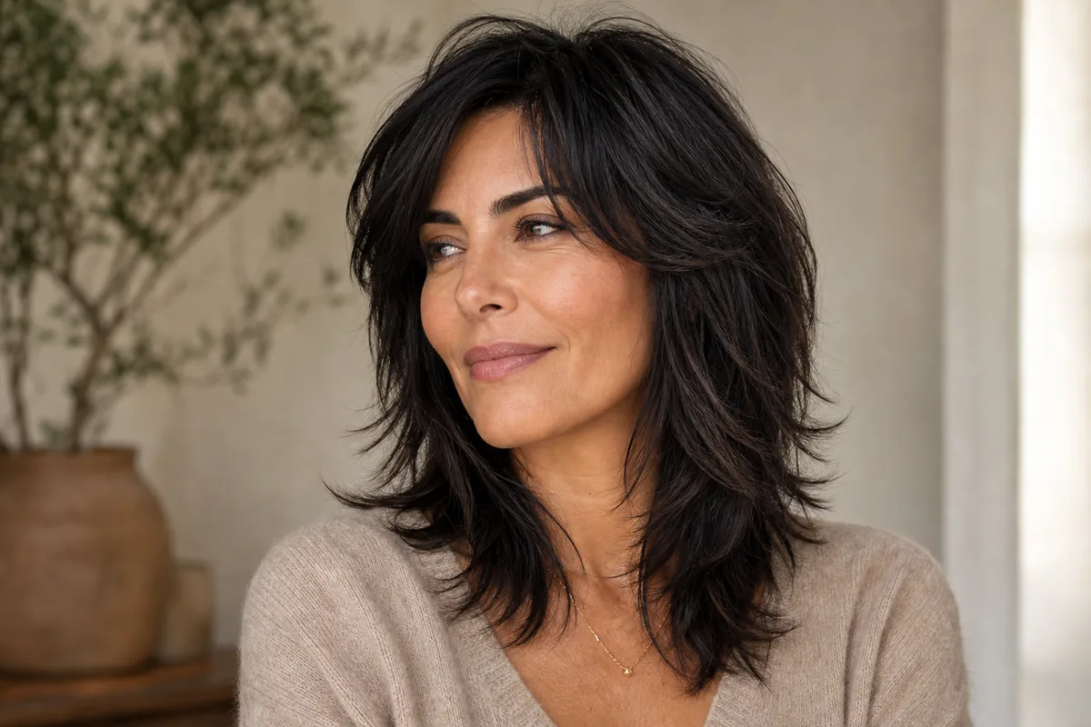 Long bob grown into layers transition haircut for women over 40