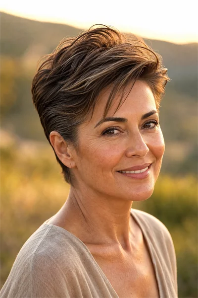 long pixie with swept-back sides for fine hair — back-swept sides open the face and keep hair off temples