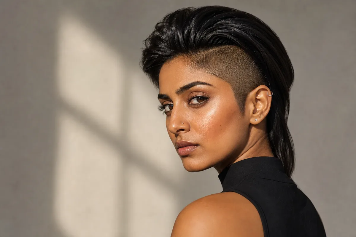 35 Edgy Short Haircuts for Women Ready for a Bold Change 13 Long top shaved sides undercut — dramatic length contrast hairstyle for thick hair