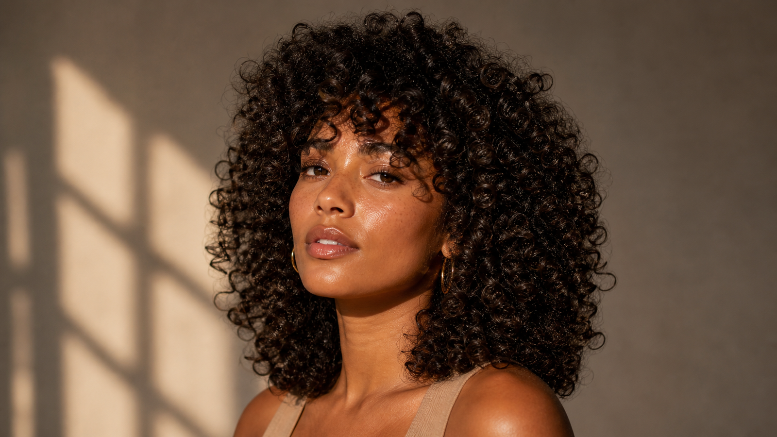 volume shag layers through the crown on 3B to 4B curly hair