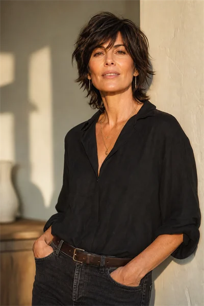 25 Flattering Short Layered Haircuts for Women Over 50 18 modern short shag with choppy ends on mature woman over 50
