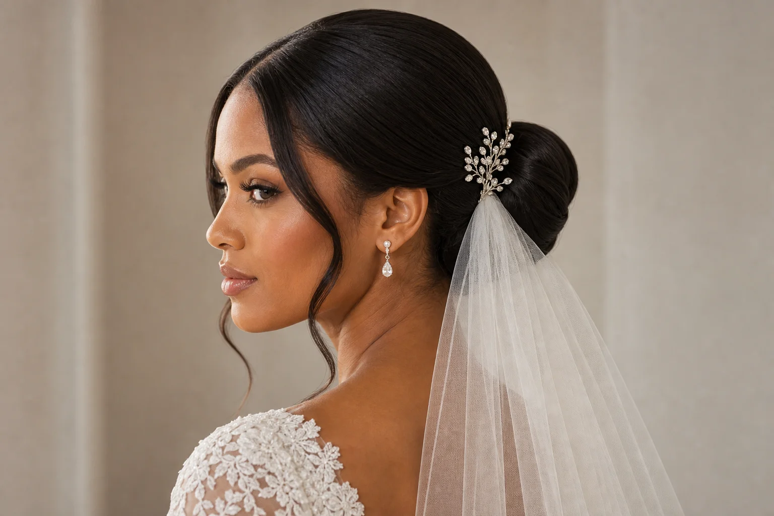 18 Wedding Hairstyles With a Veil You'll Fall in Love With 21 Sleek updo with modern comb headpiece and veil wedding hairstyle minimalist
