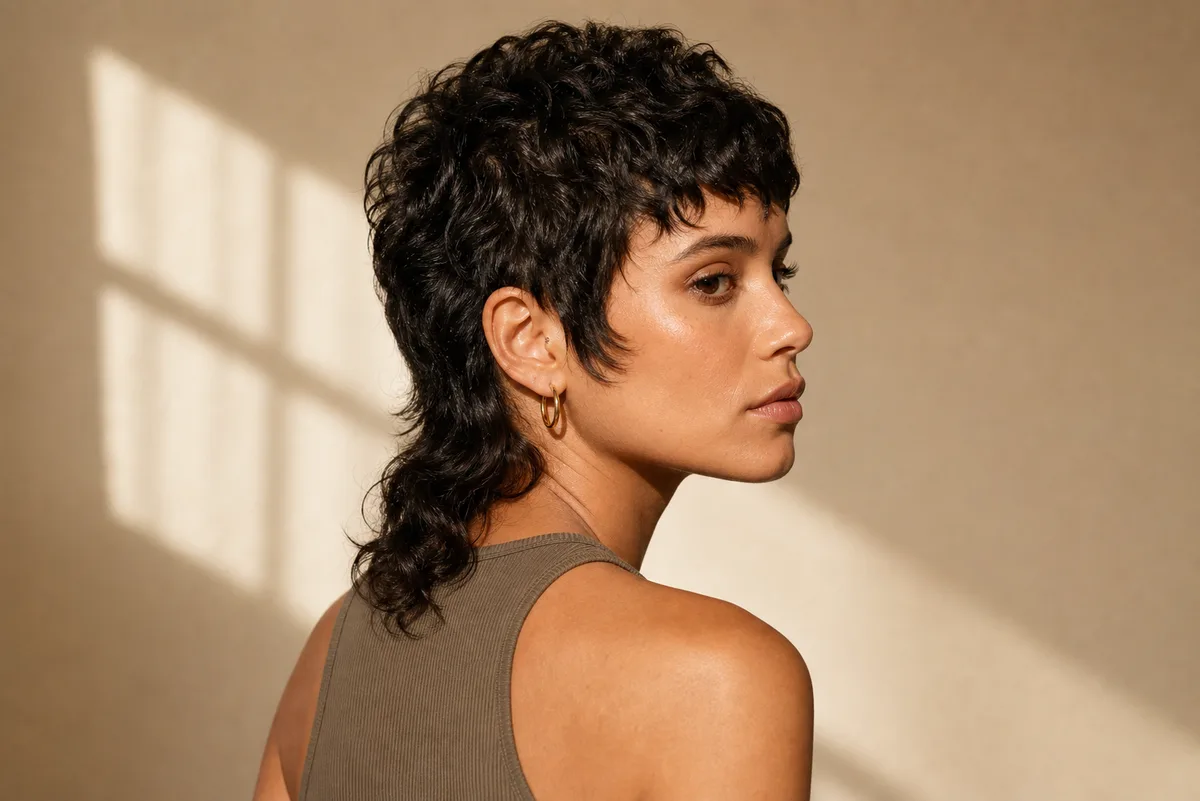 35 Edgy Short Haircuts for Women Ready for a Bold Change 8 Mullet pixie haircut with longer nape — short hybrid hairstyle on wavy hair
