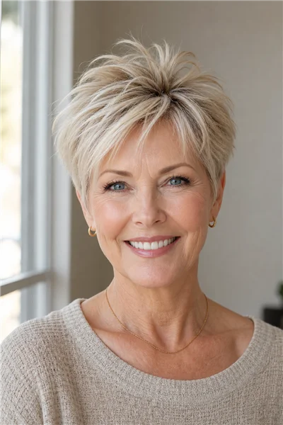 piece-y crop with root volume for fine hair — heavy root texturizing creates instant crown height