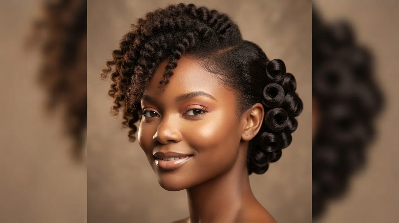 20 Finger Wave Hairstyles for Black Women With Short Hair 7 Pin-curled nape with 4A twist-out front finger wave hairstyle — two-texture combination style