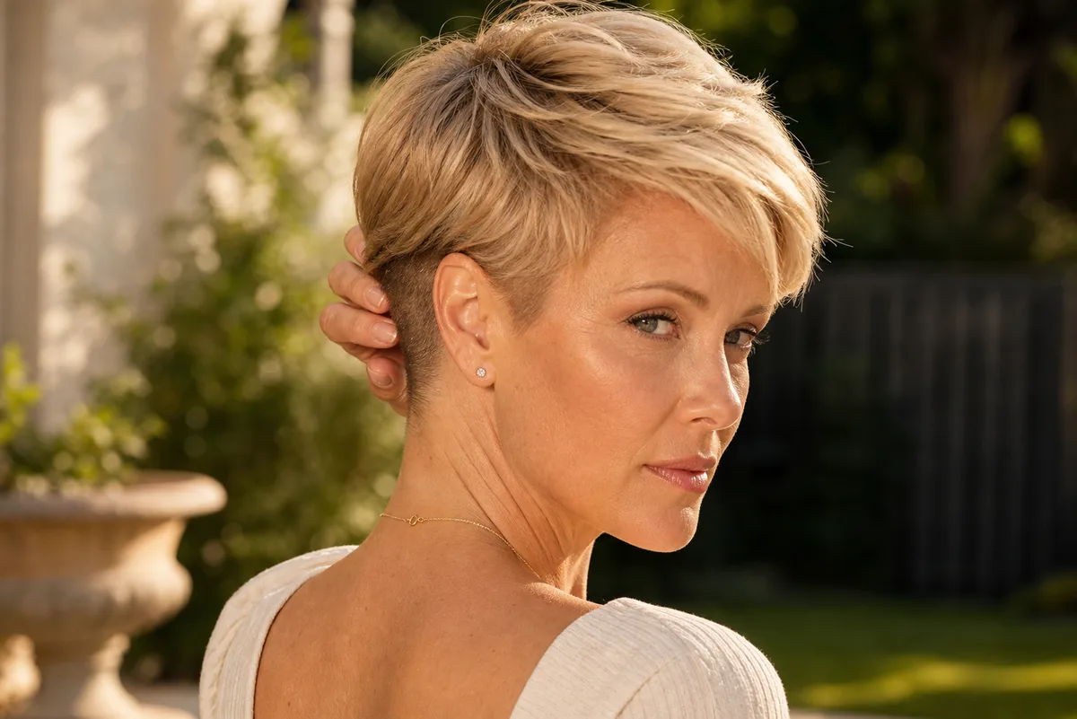35 Edgy Short Haircuts for Women Ready for a Bold Change 10 Pixie cut with hidden undercut nape — short hairstyle with concealed shaved section