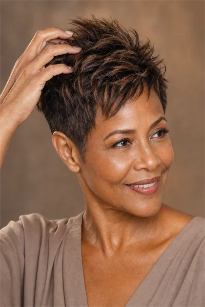 pixie with long textured top for fine hair — longer crown allows surface area for real texture