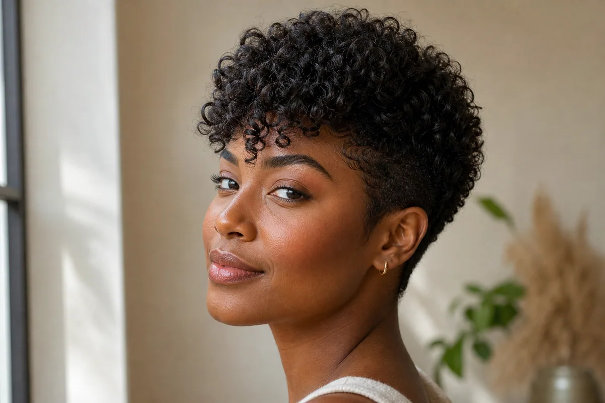 15 Short Haircuts for Thick Hair That Are Actually Easy to Manage 4 Textured pixie cut on curly thick hair with defined volume.