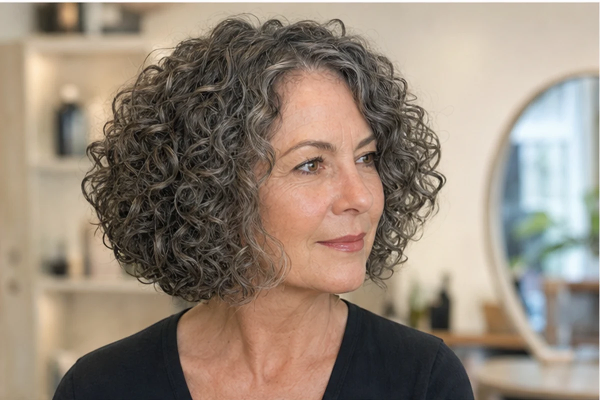 short natural curly bob for women over 50