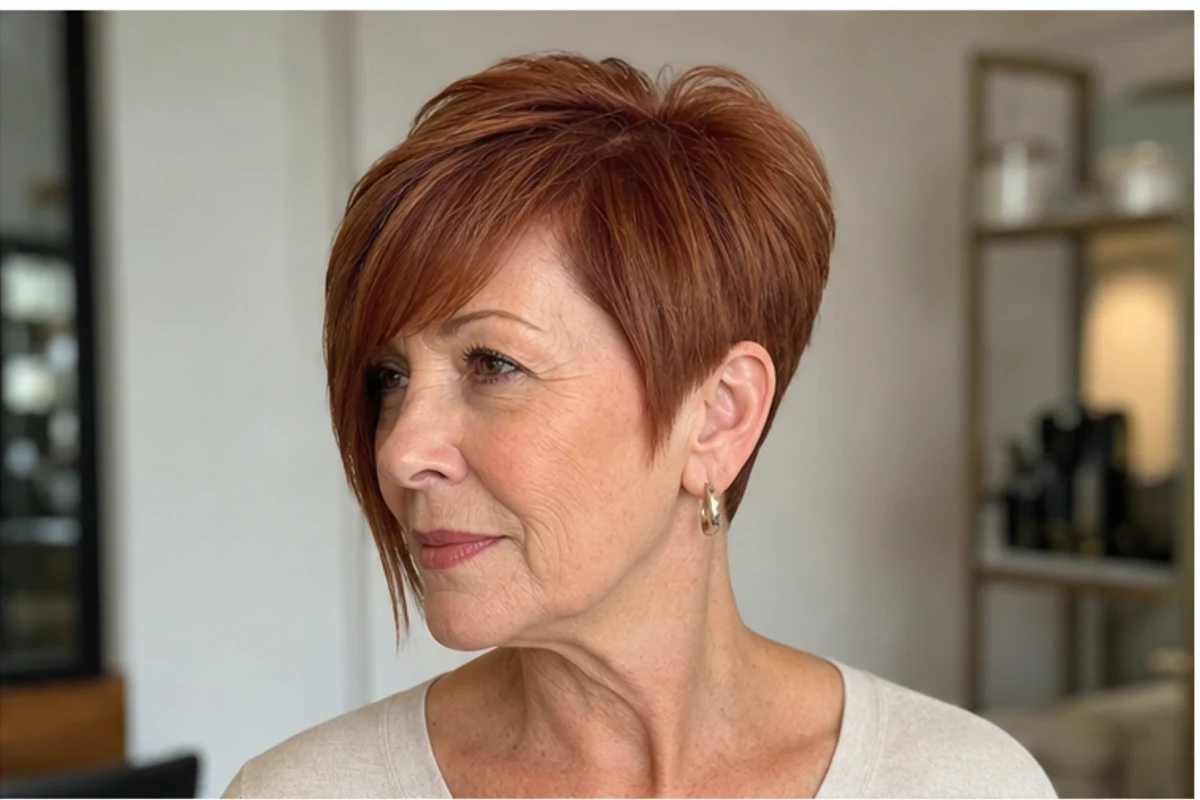 angled short crop haircut for women over 50