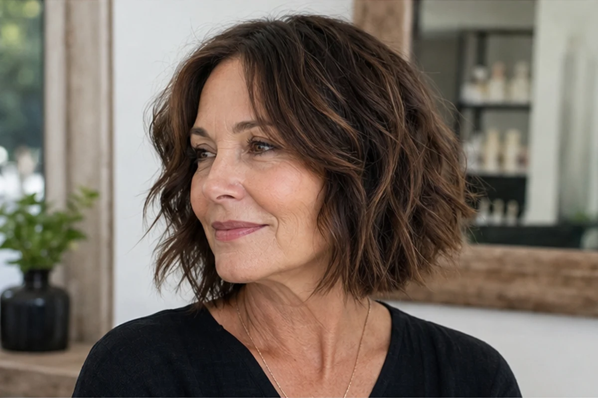 Textured lob haircut with layered ends