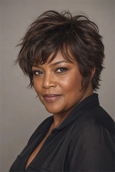 25 Flattering Short Haircuts for Women Over 50 Round Faces 28 Short shag with volumizing layers — textured, voluminous cut for women over 50 round faces
