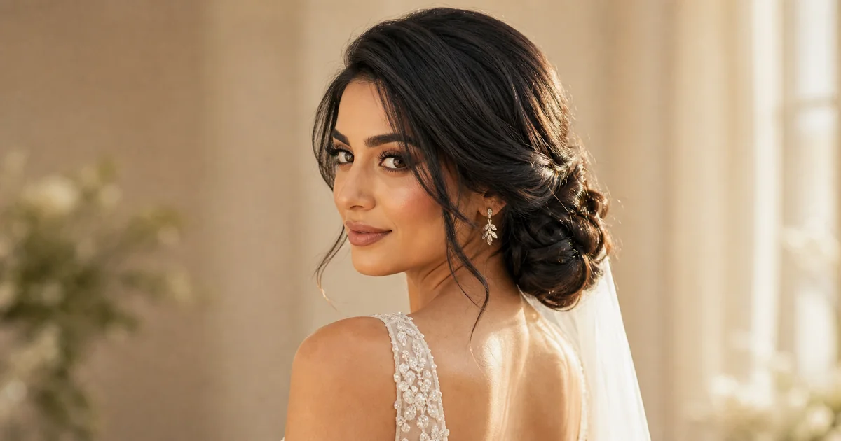 side-swept chignon wedding updo