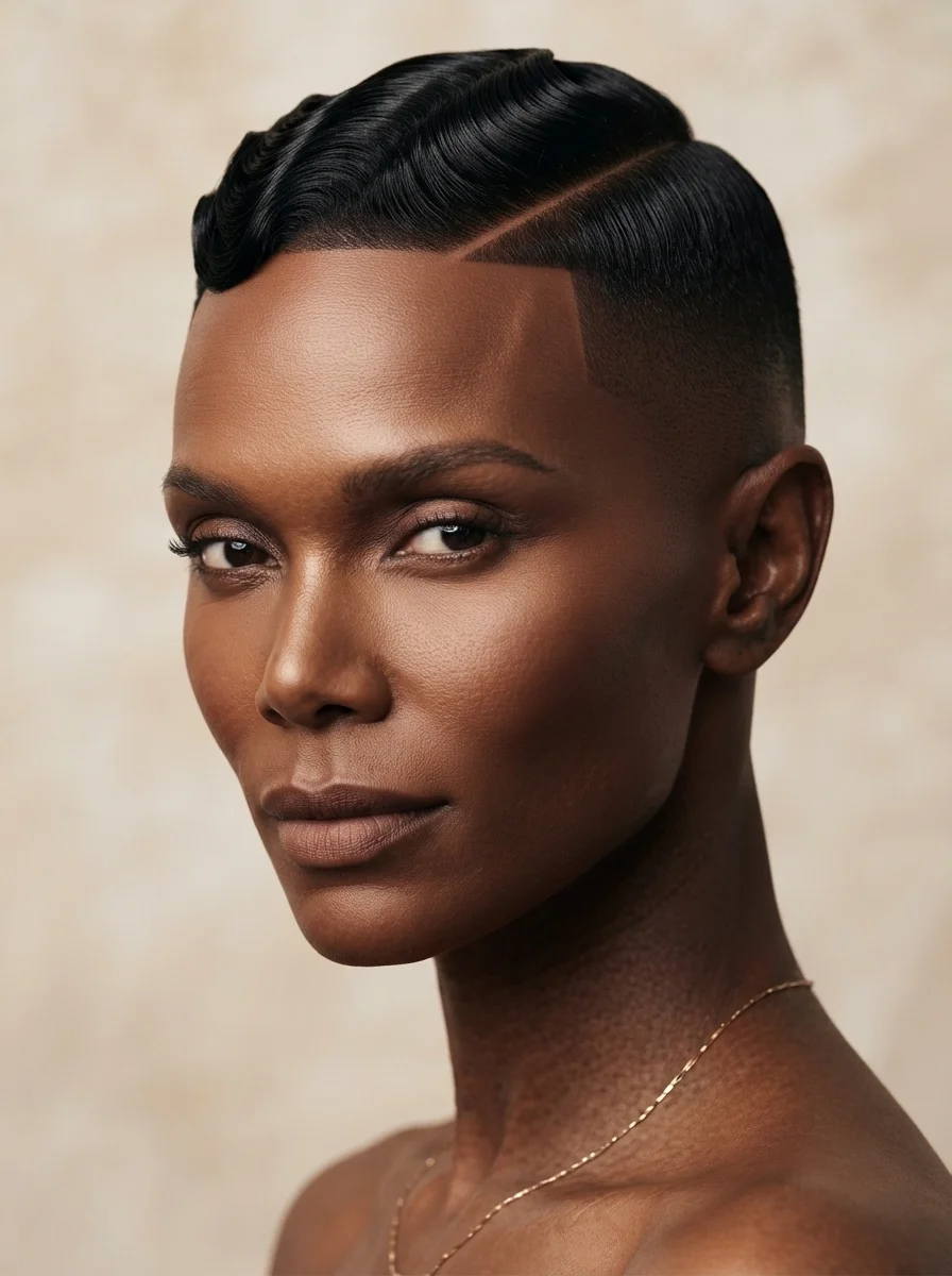 20 Finger Wave Hairstyles for Black Women With Short Hair 16 Skin-fade finger waves with deep side part — bold contrast between shaved sides and wave ridges
