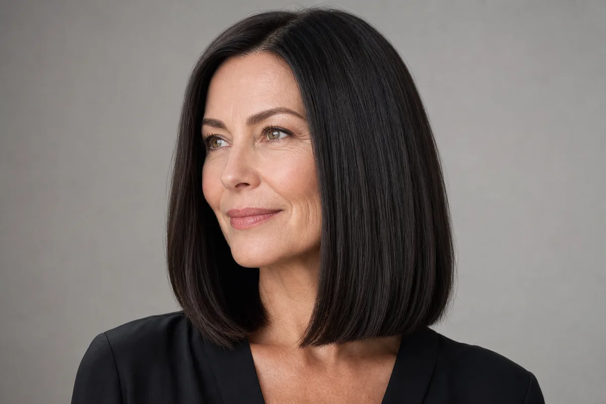 Sleek blunt lob for straight hair medium-length haircut for women over 40