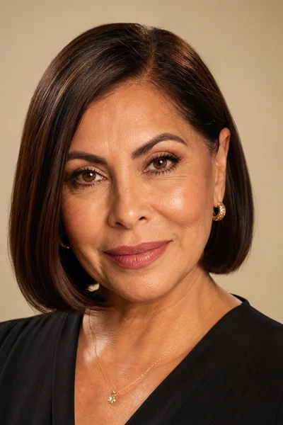 Sleek straight bob for women over 50 — precision cut with deep side part for polished finish