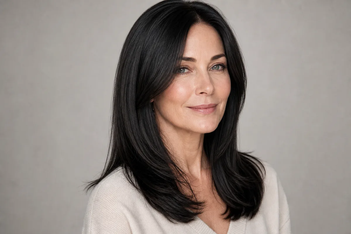 Sleek straight cut with long layers long haircut for women over 40