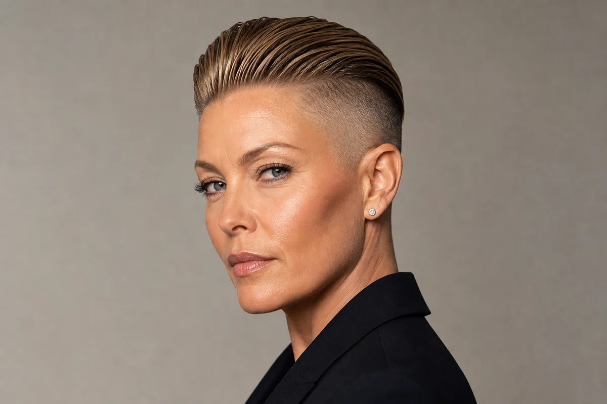 35 Edgy Short Haircuts for Women Ready for a Bold Change 17 Slicked-back undercut hairstyle — polished sleek short style with glossy finish