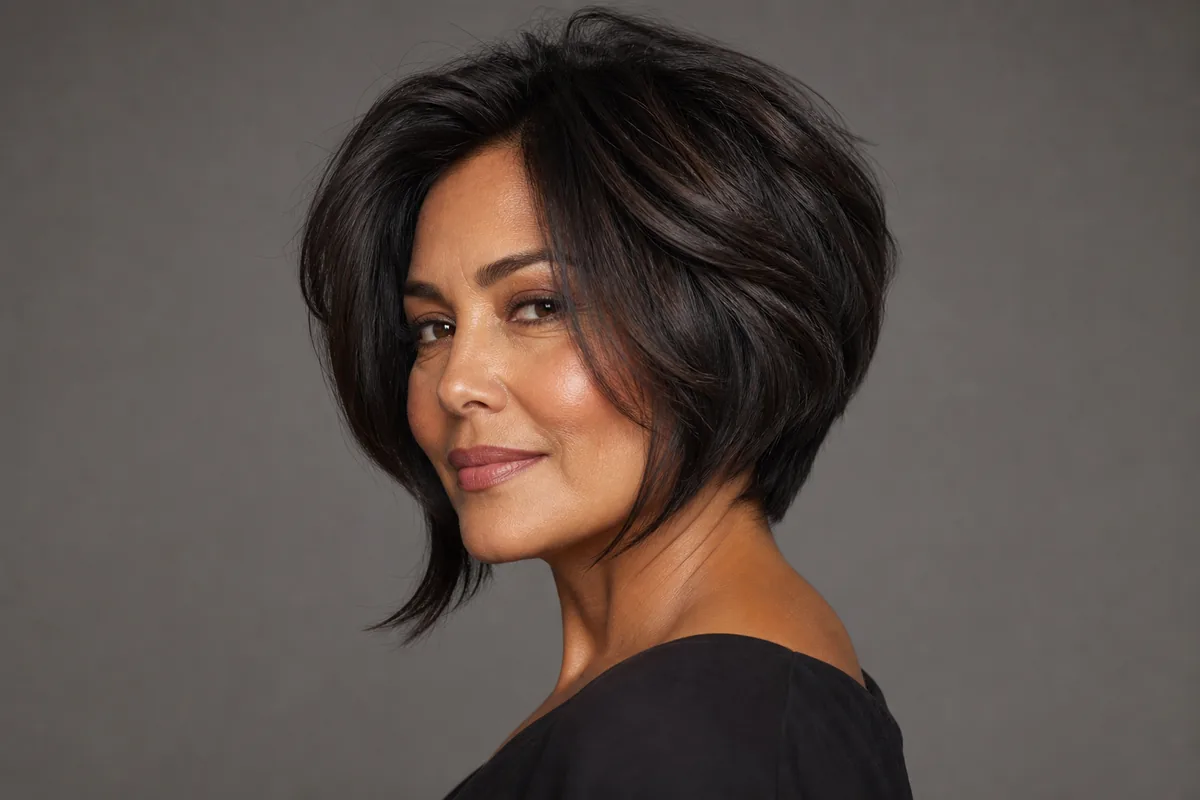 Stacked bob for thick high-density hair haircut for women over 40