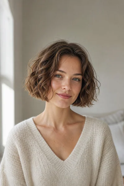Wavy bob styled with no-heat overnight texture for school