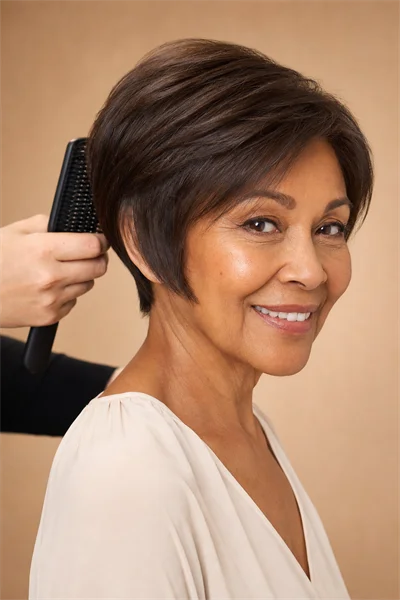 textured bob with ear-length sides for fine hair — shorter sides balance the jaw without heaviness